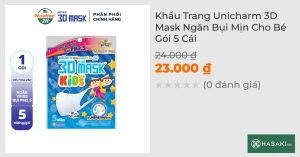Khẩu Trang Unicharm 3D Mask Ngăn Bụi Mịn Cho Bé Gói 5 Cái