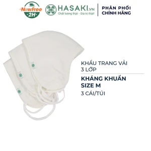 Khẩu Trang Vải Hasaki 3 Lớp Kháng Khuẩn Size M 3 Cái