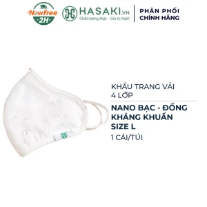 Khẩu Trang Vải Hasaki 4 Lớp Nano Bạc - Đồng Kháng Khuẩn Size L 1 Cái