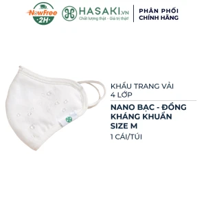Khẩu Trang Vải Hasaki 4 Lớp Nano Bạc - Đồng Kháng Khuẩn Size M 1 Cái