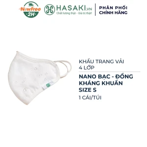 Khẩu Trang Vải Hasaki 4 Lớp Nano Bạc - Đồng Kháng Khuẩn Size S 1 Cái