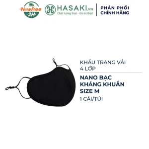 Khẩu Trang Vải Hasaki 4 Lớp Nano Bạc Kháng Khuẩn Size M 1 Cái