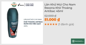 Lăn Khử Mùi Cho Nam Rexona Khô Thoáng Antibac 45ml