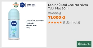 Lăn Khử Mùi Nivea Cho Nữ Hương Tươi Mát 50ml