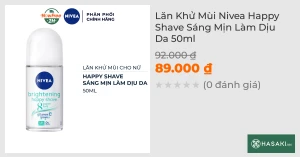 Lăn Khử Mùi Nivea Happy Shave Sáng Mịn Làm Dịu Da 50ml