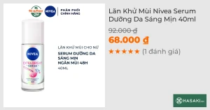 Lăn Khử Mùi Nivea Serum Dưỡng Da Sáng Mịn 40ml