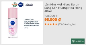 Lăn Khử Mùi Nivea Serum Sáng Mịn Hương Hoa Hồng 40ml