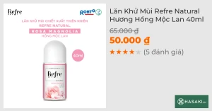 Lăn Khử Mùi Refre Natural Hương Hồng Mộc Lan 40ml