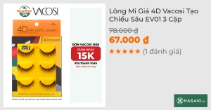 Lông Mi Giả 4D Vacosi Tạo Chiều Sâu EV01 3 Cặp