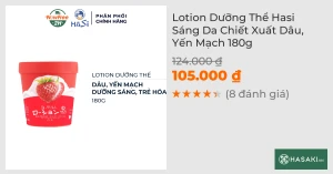 Lotion Dưỡng Thể Hasi Sáng Da Chiết Xuất Dâu, Yến Mạch 180g