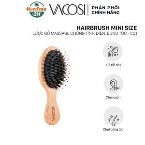 Lược Gỗ Vacosi Massage, Ngăn Tĩnh Điện, Làm Bóng Tóc C01 (Dạng Bỏ Túi)