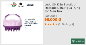 Lược Gội Đầu BareSoul Massage Đầu, Ngừa Rụng Tóc Màu Tím