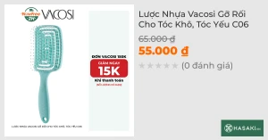 Lược Nhựa Vacosi Gỡ Rối Cho Tóc Khô, Tóc Yếu C06