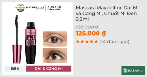 Mascara Maybelline Dài Mi và Cong Mi, Chuốt Mi Đen 9.2ml