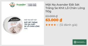 Mặt Nạ Avander Đất Sét Trắng Se Khít Lỗ Chân Lông 110g