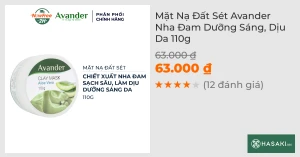 Mặt Nạ Đất Sét Avander Nha Đam Dưỡng Sáng, Dịu Da 110g