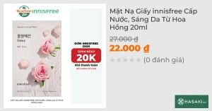 Mặt Nạ Giấy innisfree Cấp Nước, Sáng Da Từ Hoa Hồng 20ml 