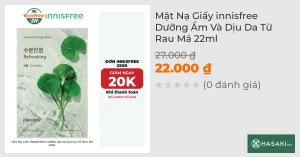 Mặt Nạ Giấy innisfree Dưỡng Ẩm Và Dịu Da Từ Rau Má 22ml 