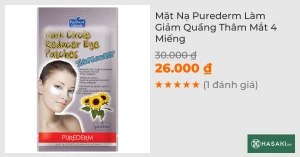 Mặt Nạ Mắt Purederm Làm Giảm Quầng Thâm Mắt 4 Miếng
