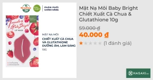 Mặt Nạ Môi Baby Bright Chiết Xuất Cà Chua & Glutathione 10g