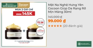 Mặt Nạ Nghệ Hưng Yên Cocoon Giúp Da Rạng Rỡ Mịn Màng 30ml