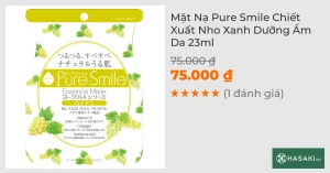 Mặt Nạ Pure Smile Chiết Xuất Nho Xanh Dưỡng Ẩm Da 23ml