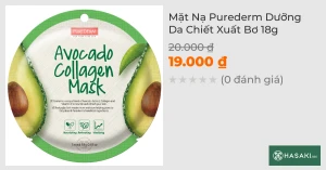 Mặt Nạ Purederm Dưỡng Da Chiết Xuất Bơ 18g