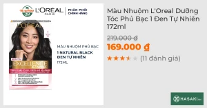 Màu Nhuộm L'Oreal Dưỡng Tóc Phủ Bạc 1 Đen Tự Nhiên 172ml