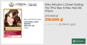 Màu Nhuộm L'Oreal Dưỡng Tóc Phủ Bạc 5 Nâu Hạt Dẻ 172ml