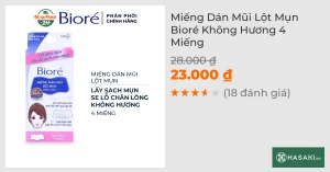 Miếng Dán Mũi Lột Mụn Bioré Không Hương (4 Miếng)