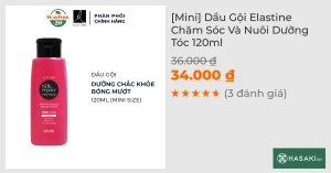 Mini Dầu Gội Elastine Chăm Sóc Và Nuôi Dưỡng Tóc 120ml
