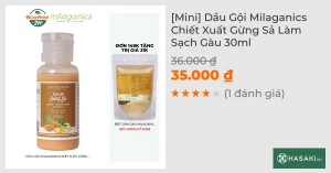 Mini Dầu Gội Milaganics Chiết Xuất Gừng Sả Làm Sạch Gàu 30ml