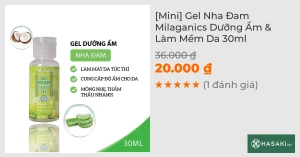 [Mini] Gel Nha Đam Milaganics Dưỡng Ẩm & Làm Mềm Da 30ml