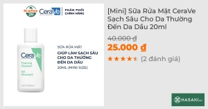 Mini Sữa Rửa Mặt CeraVe Sạch Sâu Cho Da Thường Đến Da Dầu 30ml