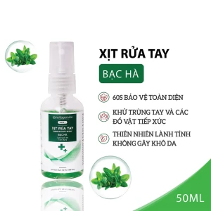 Mini Xịt Rửa Tay Milaganics Bạc Hà Làm Sạch Da, Dưỡng Ẩm 50ml