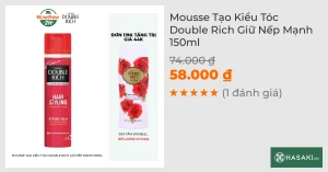 Mousse Tạo Kiểu Tóc Double Rich Giữ Nếp Mạnh 150ml
