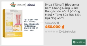 [Mua 1 Tặng 1] Bioderma Kem Chống Nắng Giảm Bóng Nhờn 40ml (Không Màu) + Tặng Sữa Rửa Mặt Dịu Nhẹ 45ml