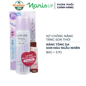 Mua 1 Tặng 1 Naris Cosmetics Xịt Chống Nắng Nâng Tông 80g Tặng Son Thỏi Màu Ngẫu Nhiên 3.7g