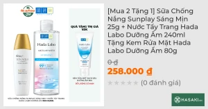 Mua 2 Tặng 1 Sữa Chống Nắng Sunplay Sáng Mịn 25g Nước Tẩy Trang Hada Labo Dưỡng Ẩm 240ml Tặng Kem Rửa Mặt Hada Labo Dưỡng Ẩm 80g