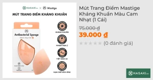Mút Tán Nền Trang Điểm Mastige Kháng Khuẩn Màu Cam Nhạt