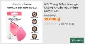 Mút Tán Nền Trang Điểm Mastige Kháng Khuẩn Màu Hồng Đậm