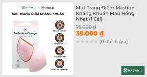 Mút Tán Nền Trang Điểm Mastige Kháng Khuẩn Màu Hồng Nhạt