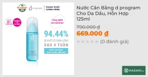 Nước Cân Bằng d program Cho Da Dầu, Hỗn Hợp 125ml