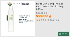 Nước Cân Bằng The Lab Làm Dịu Da Thuần Chay 200ml