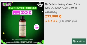 Nước Hoa Hồng Klairs Dành Cho Da Nhạy Cảm 180ml