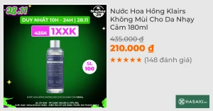 Nước Hoa Hồng Klairs Không Mùi Cho Da Nhạy Cảm 180ml