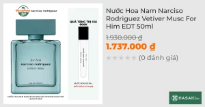 Nước Hoa Nam Narciso Rodriguez Vetiver Musc For Him EDT 50ml