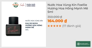Nước Hoa Vùng Kín Foellie Hương Hoa Hồng Mạnh Mẽ 5ml