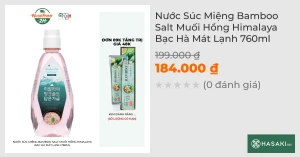Nước Súc Miệng Bamboo Salt Muối Hồng Himalaya Bạc Hà Mát Lạnh 760ml