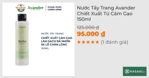 Nước Tẩy Trang Avander Chiết Xuất Từ Cám Gạo 150ml